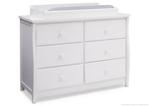 Bianca White (130) Clermont 6 Drawer Dresser, Side View with Dresser Topper with Props a6a 4