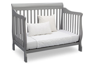 Delta Children Grey (026) Canton 4-in-1 Crib, angled conversion to daybed, e5e 25