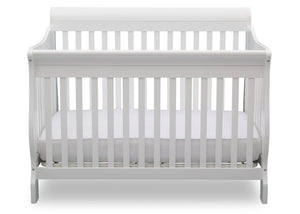DCB: Delta Children Bianca White (130) Canton 4-in-1 Crib, front view, f2f with badge 7