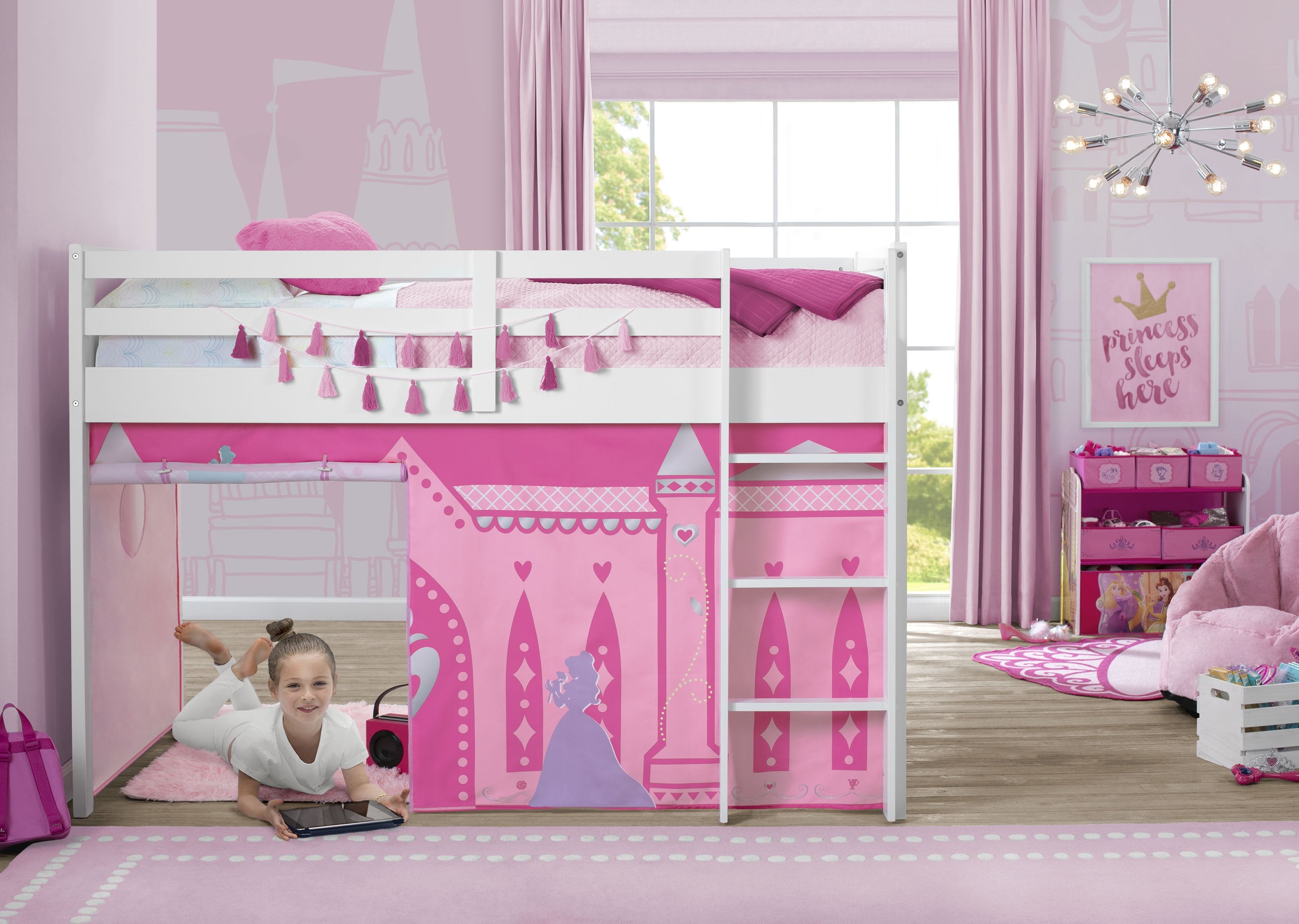 Princess Loft Bed Tent Curtain Set for Twin Loft Delta Children