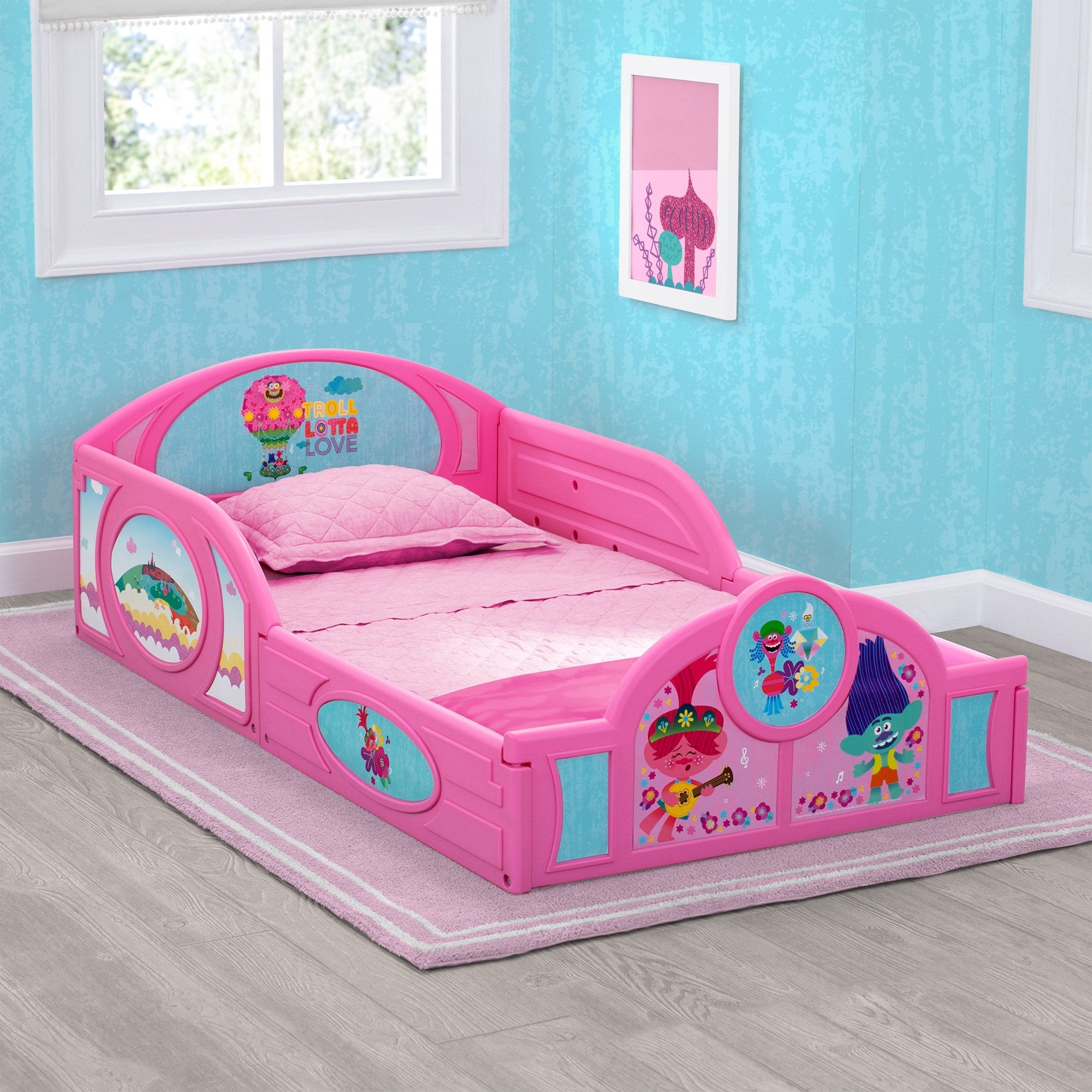 Trolls World Tour Plastic Sleep and Play Toddler Bed - Delta Children