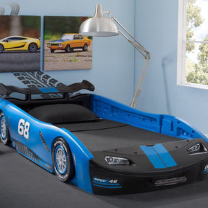 Delta Children Turbo Race Car Twin Bed, Blue and Black (485) 160