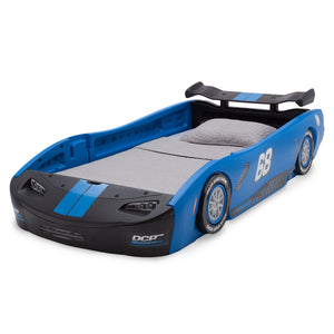 Delta Children Turbo Race Car Twin Bed, Blue and Black (485), Left View a3a 6