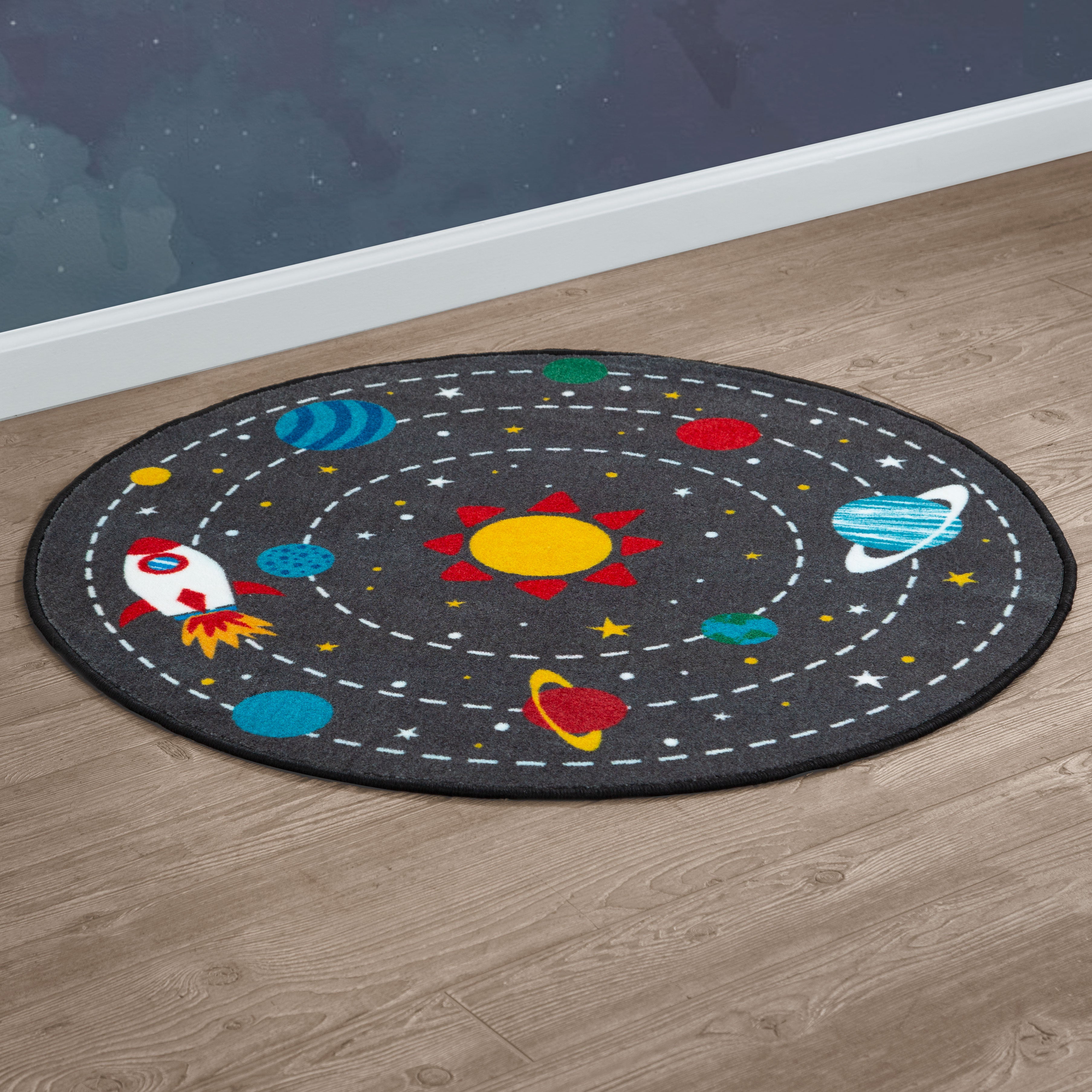 Outer Space Round Area Rug for Kids 39 Inch Delta Children