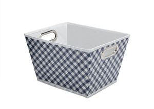 Gingham Navy (404) Deluxe Water-Resistant Rectangle Tapered Tote c2c 1