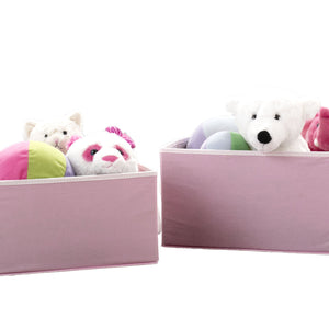2 Piece Foldable Storage Bin Basket Box (Light Pink with White 0