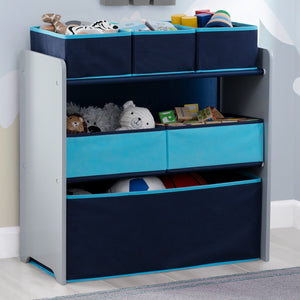 Delta Children Grey with Blue (026) Design and Store 6 Bin Toy Organizer, Hangtag View 0