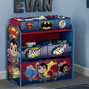 Delta Children Style 1 Super Friends (Batman | Robin | Superman | Wonder Woman | The Flash) Multi-Bin Toy Organizer Hangtag View a2a 17