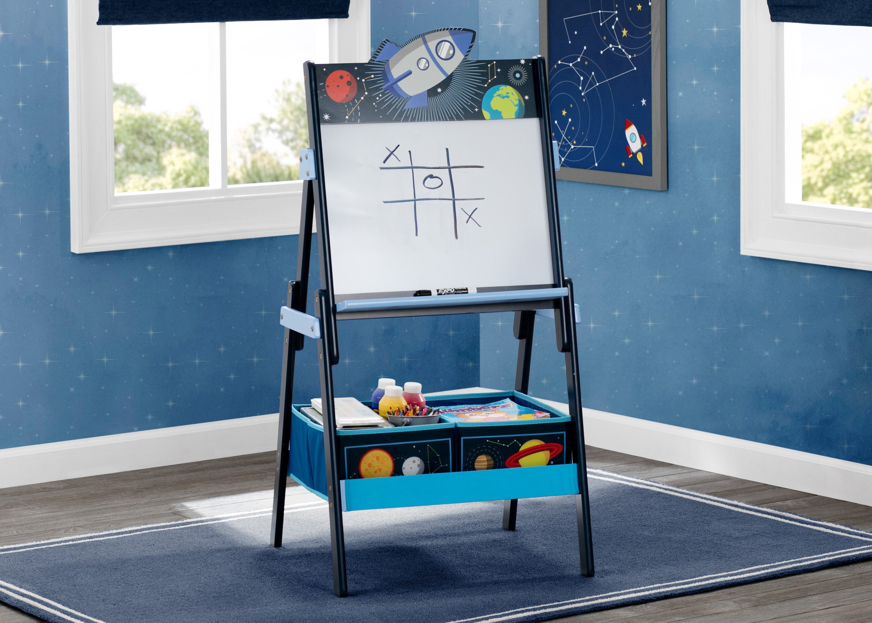 delta children's art easel Space Adventures Wooden Activity Easel with Storage