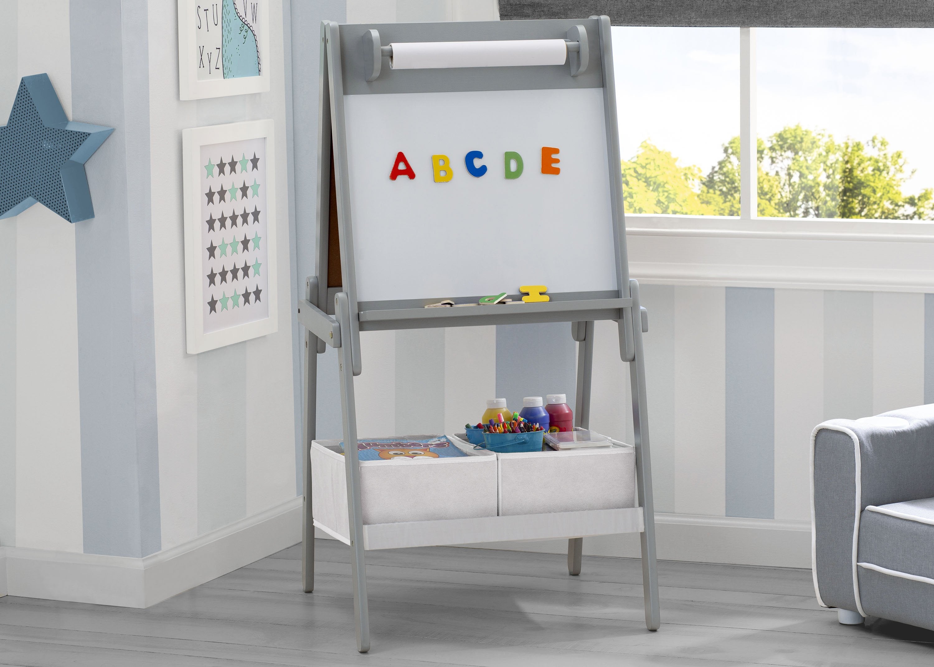 Delta children chelsea kids upholstered chair in soft grey outlet