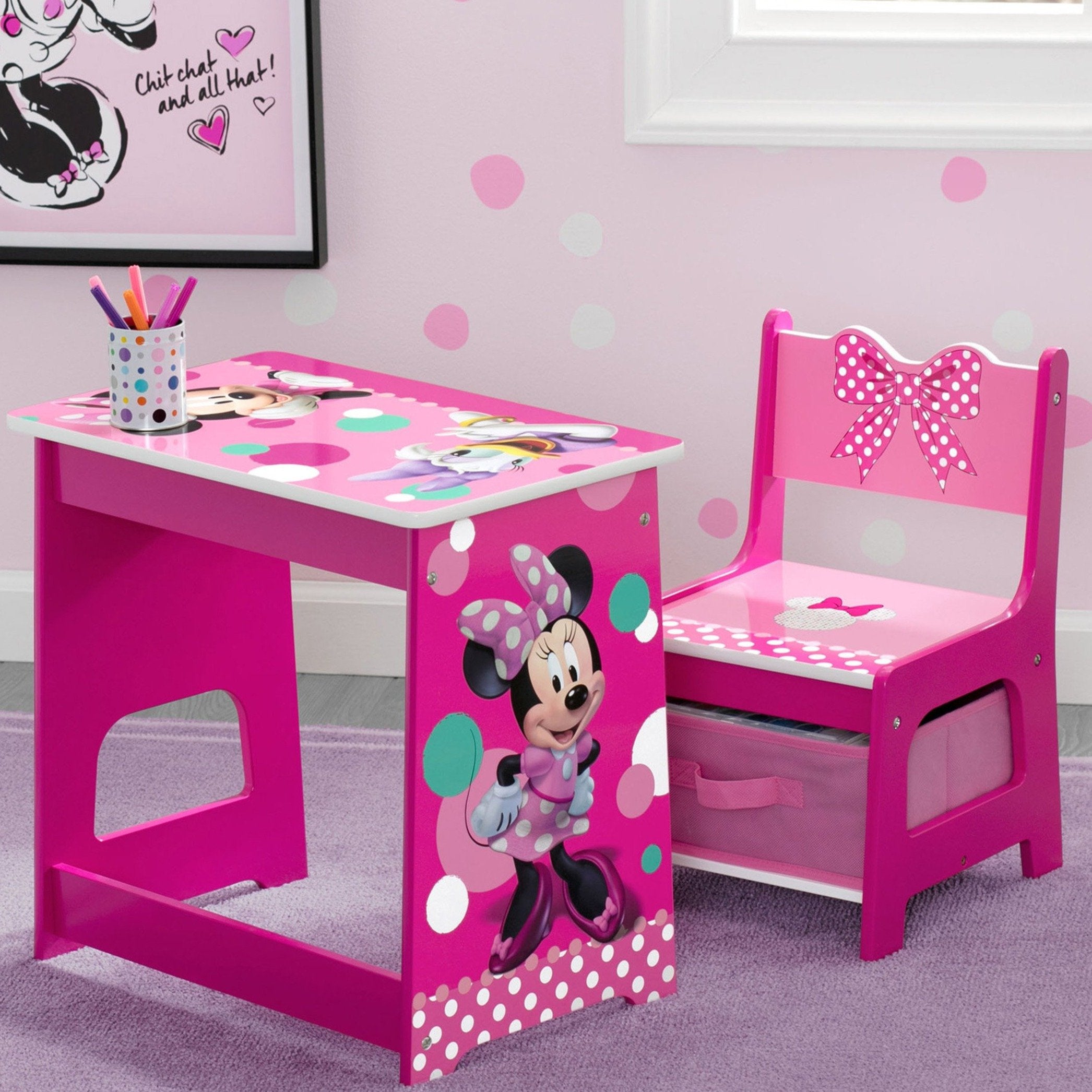 Minnie Mouse Kids Wood Desk and Chair Set Delta Children