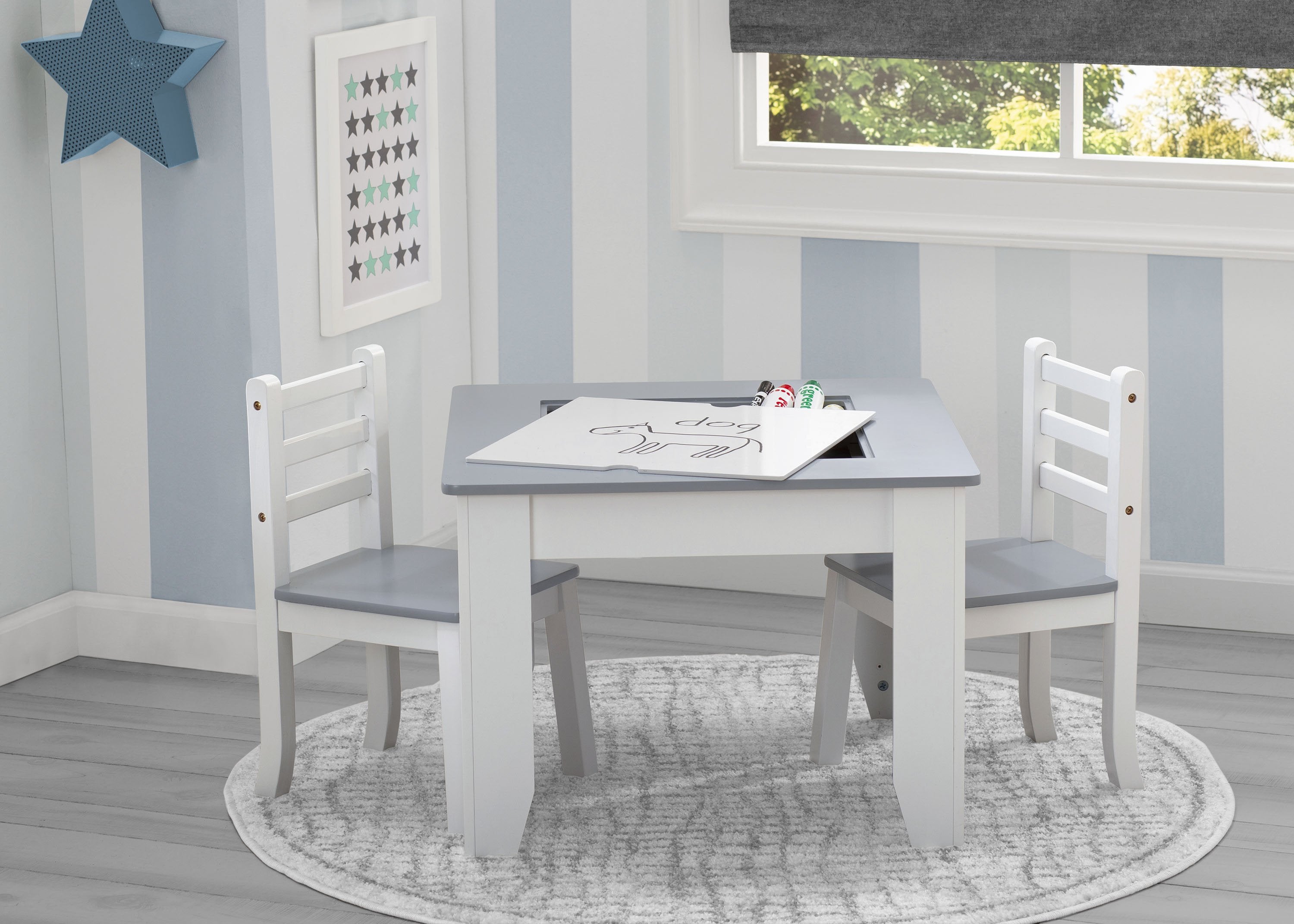 Gray childrens table and chairs sale