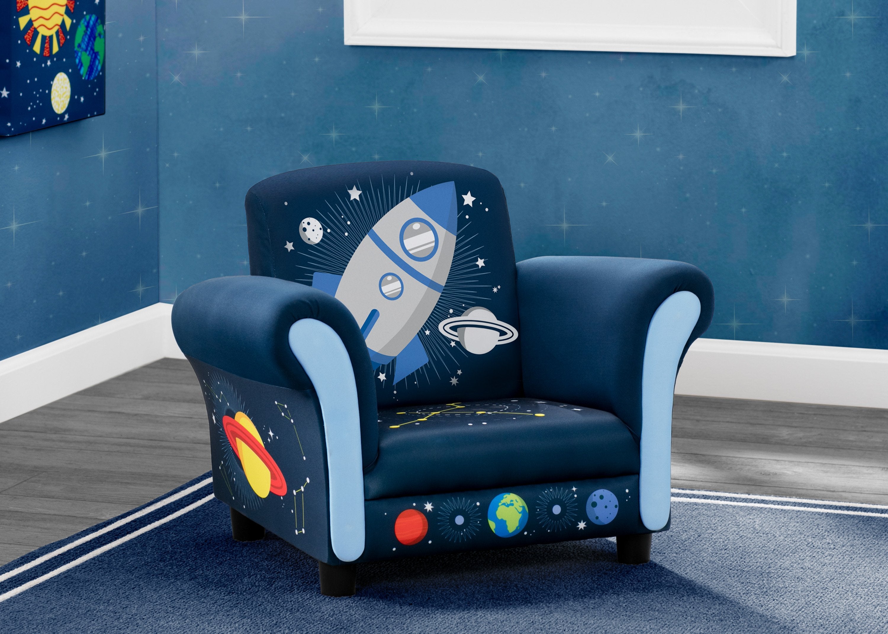 delta children's store Delta Children Space Adventures Kids Upholstered Chair, Blue