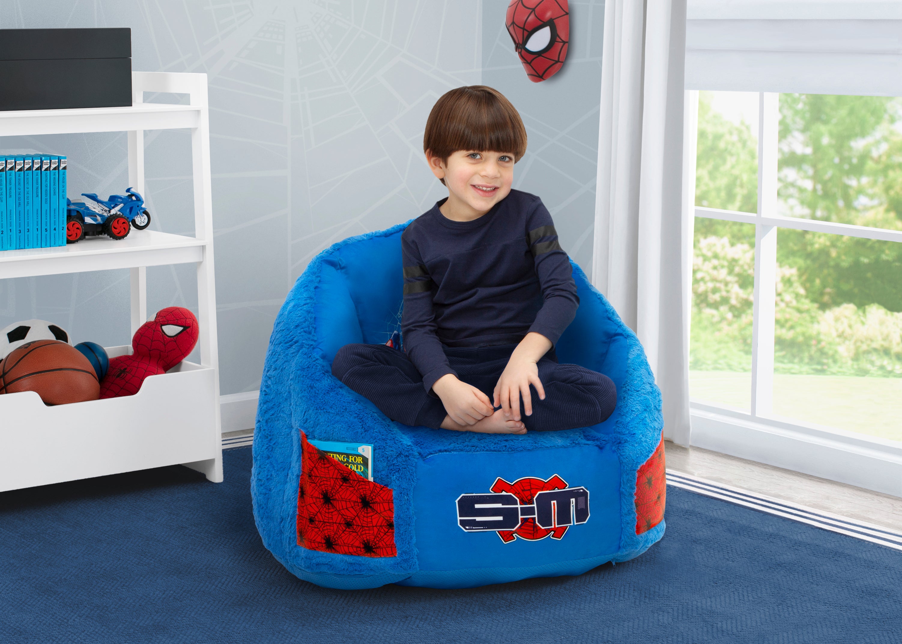 Spider-Man Cozee Fluffy Chair with Memory Foam Seat, Delta Children
