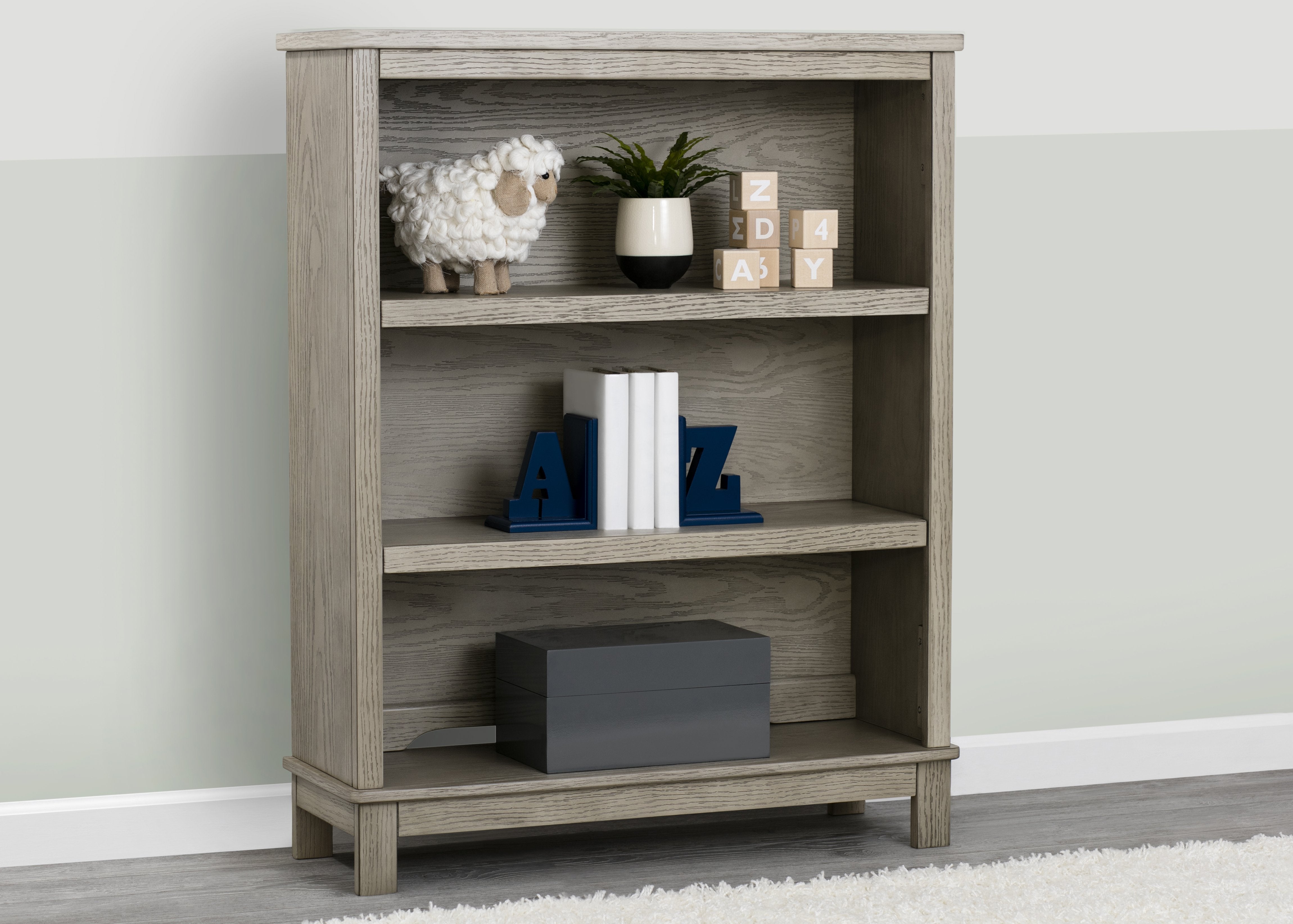Gray wood bookcase cheap