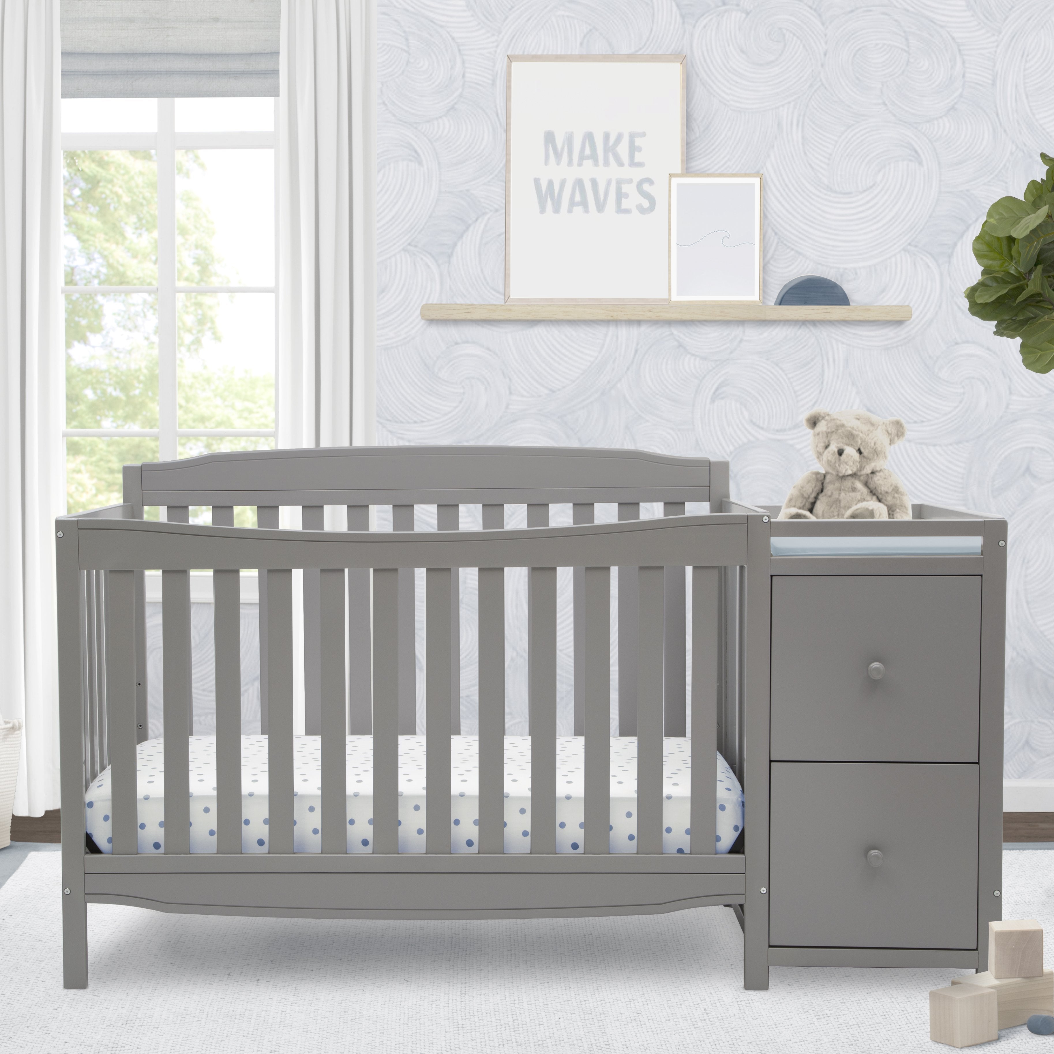 Delta Children Mason 6-in-1 Convertible Crib and Changer, Grey