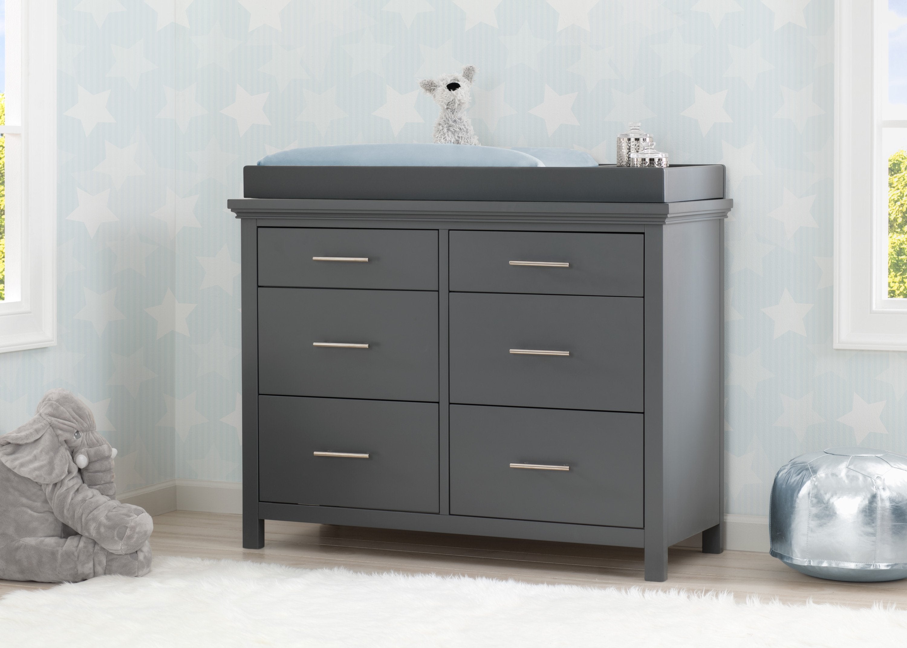 Avery 6 Drawer Dresser with Changing Top Charcoal Grey (029) Avery 6 Drawer Dresser with Changing Top Charcoal Grey (029)