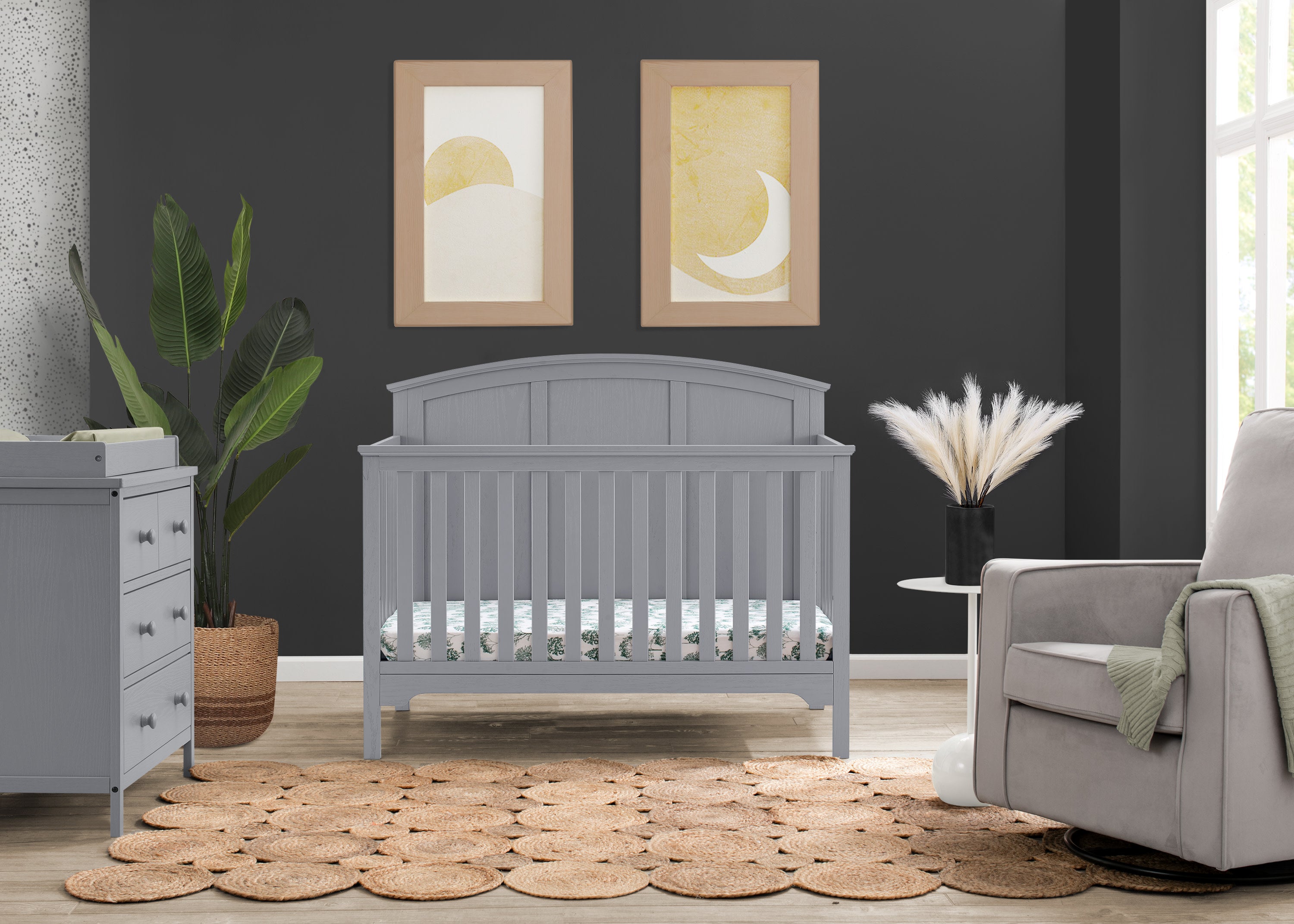 Sweet Beginnings Sage Curve Top 6-in-1 Convertible Crib | Delta