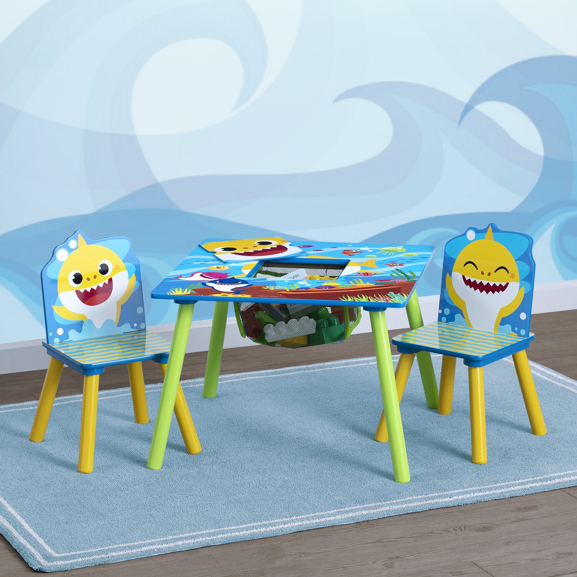 Baby Shark Kids Table and Chair Set With Storage - Delta Children