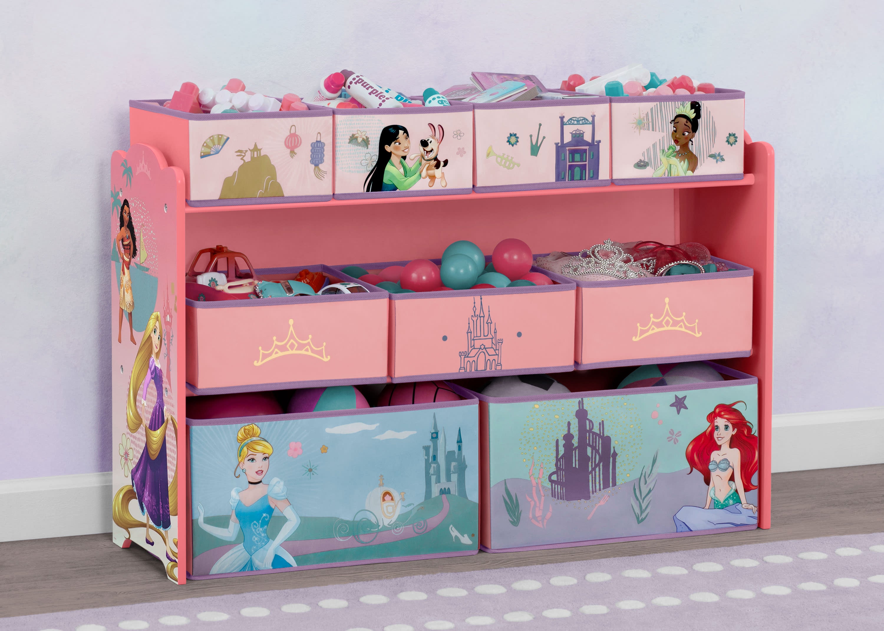 Delta Children Deluxe Multi-Bin Toy Organizer with Storage Bins - White/Pink