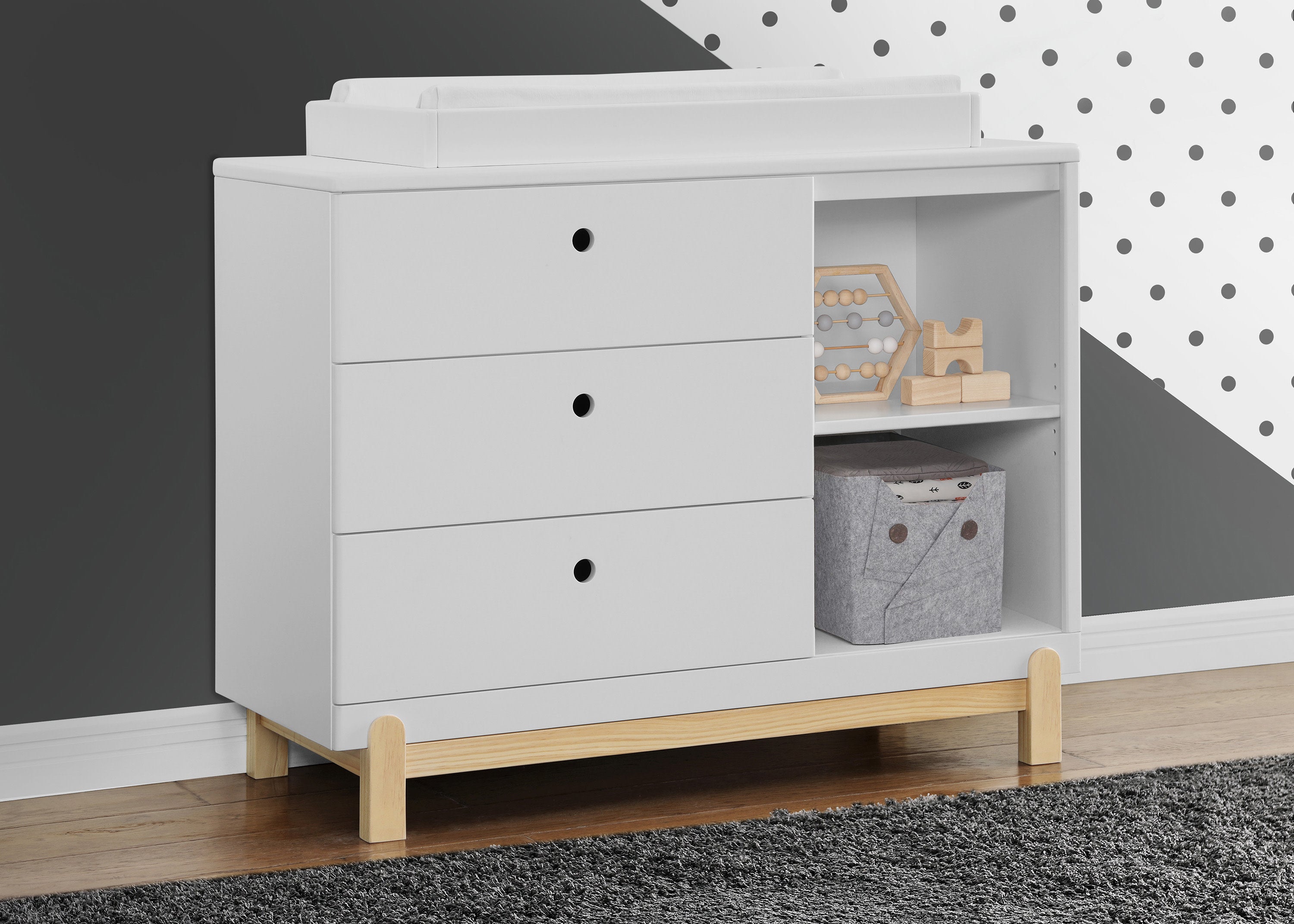 Poppy 3 Drawer Dresser with Cubbies Delta Children
