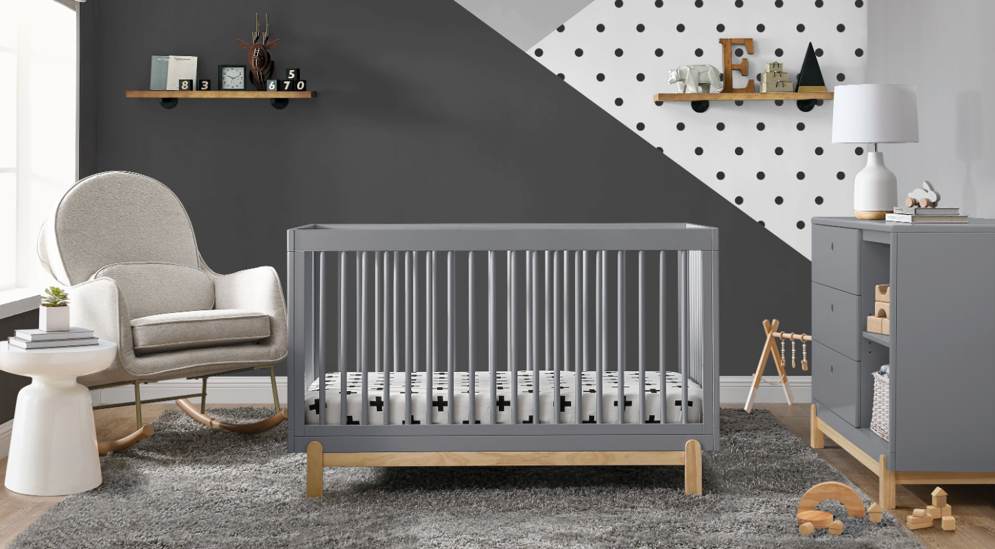 delta children poppy 4-in-1 convertible crib Poppy Collection, Bianca White with Natural (123)