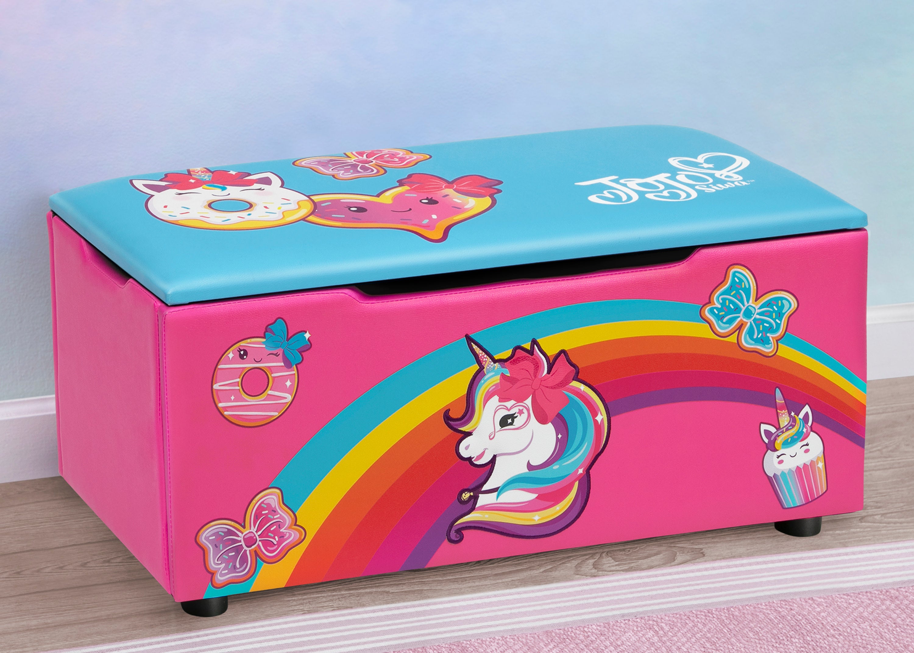 JoJo Siwa Upholstered Storage Bench for Kids Delta Children