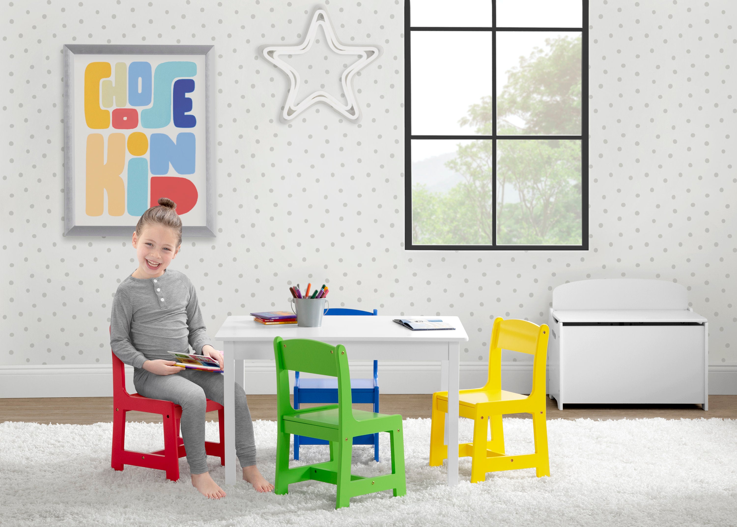 Melissa & Doug Kids Furniture Wooden Table and 4 Chairs - Pastel (White  Table, Pastel Pink, Yellow, Green, Blue Chairs) 