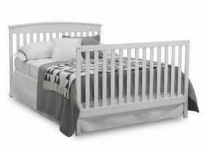 Delta Children Bianca White (130) Finley 4-in-1 Convertible Baby Crib Full Bed Angled View a7a 8