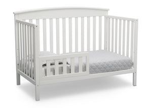 Delta Children Bianca White (130) Finley 4-in-1 Convertible Baby Crib Toddler Bed Angled View a5a 6