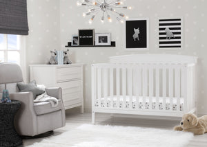 Delta Children Bianca White (130) Finley 4-in-1 Convertible Baby Crib Roomshot a1a 2