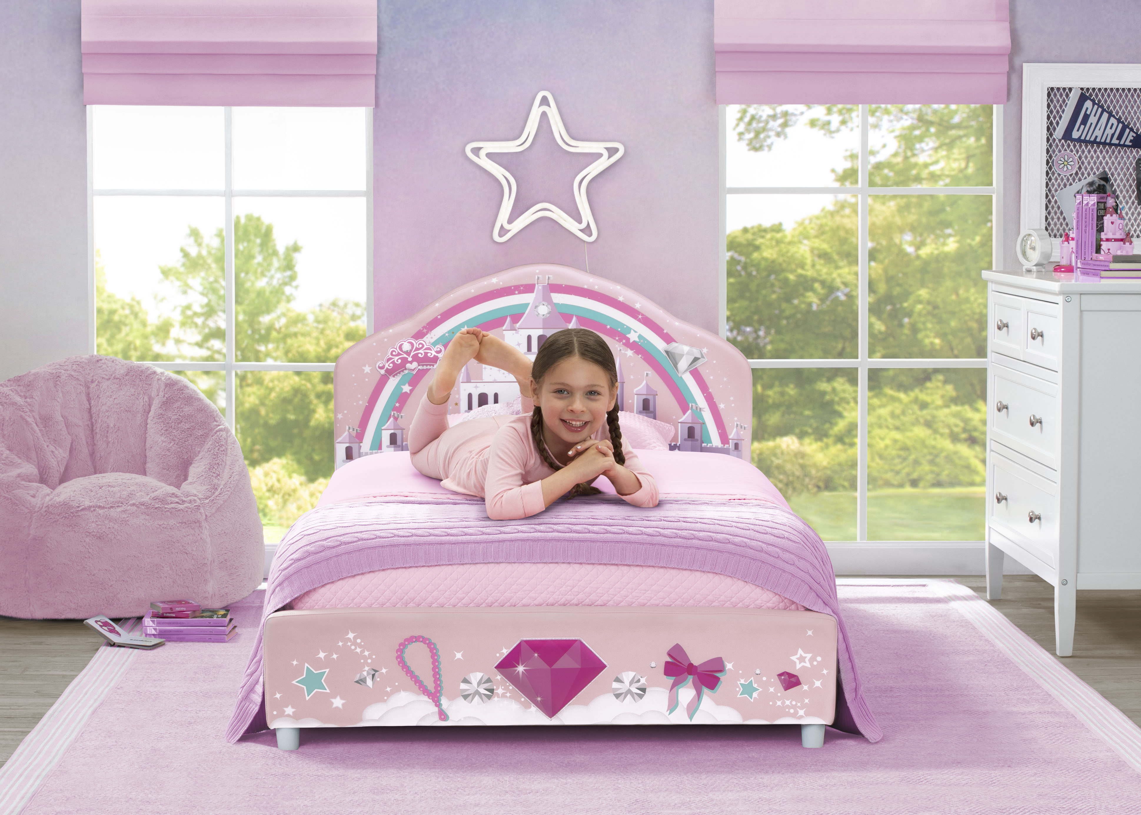 Princess Upholstered Twin Bed Delta Children