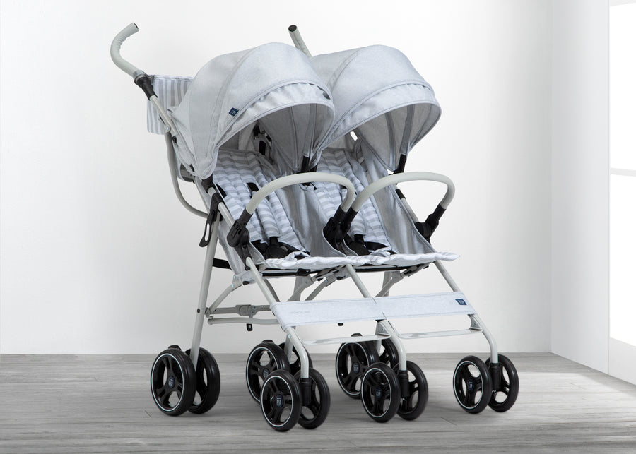 Grey Stripes (2359) 15-babyGap Classic Side-by-Side Double Stroller