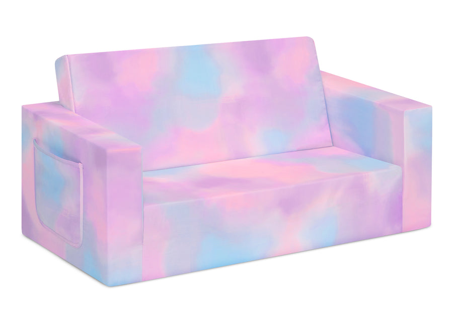 Blue & Pink Tie-Dye (5062) 12-Cozee Flip-Out Sofa - 2-in-1 Convertible Sofa to Lounger for Kids