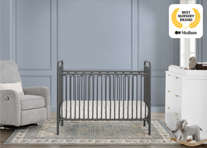 Charcoal Grey (1431) 3-Darcy 4-in-1 Convertible Metal Crib