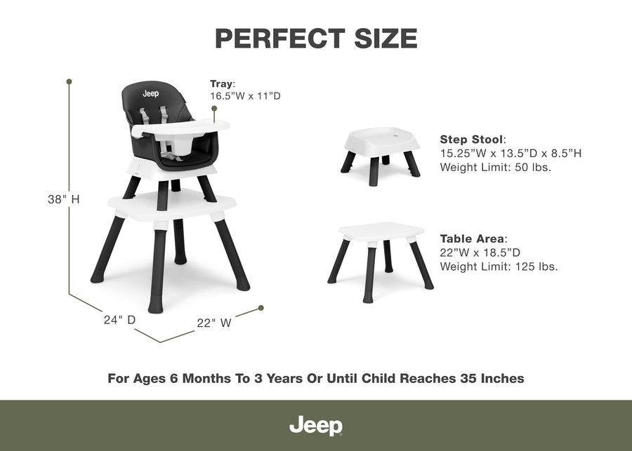 Black (001) 31-Milestone 6-in-1 High Chair