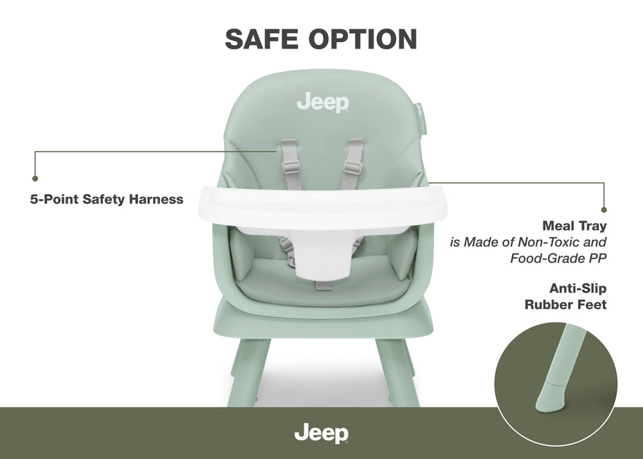 Sage Green (2446) 3-Milestone 6-in-1 High Chair