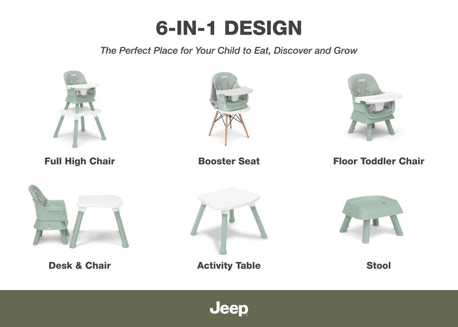 Sage Green (2446) 5-Milestone 6-in-1 High Chair