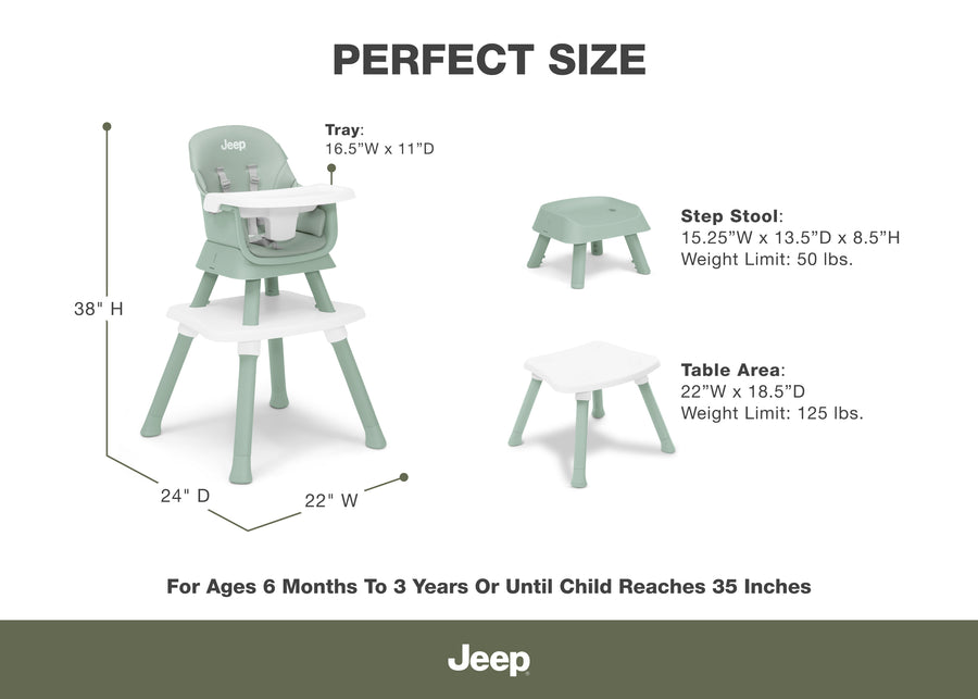 Sage Green (2446) 7-Milestone 6-in-1 High Chair