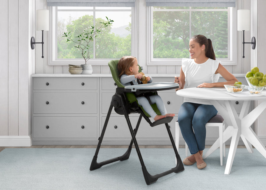 Black with Olive Green (2182) 8-Jeep Classic Black Convertible 2-in-1 High Chair for Babies and Toddlers with Adjustable Height, Recline & Footrest