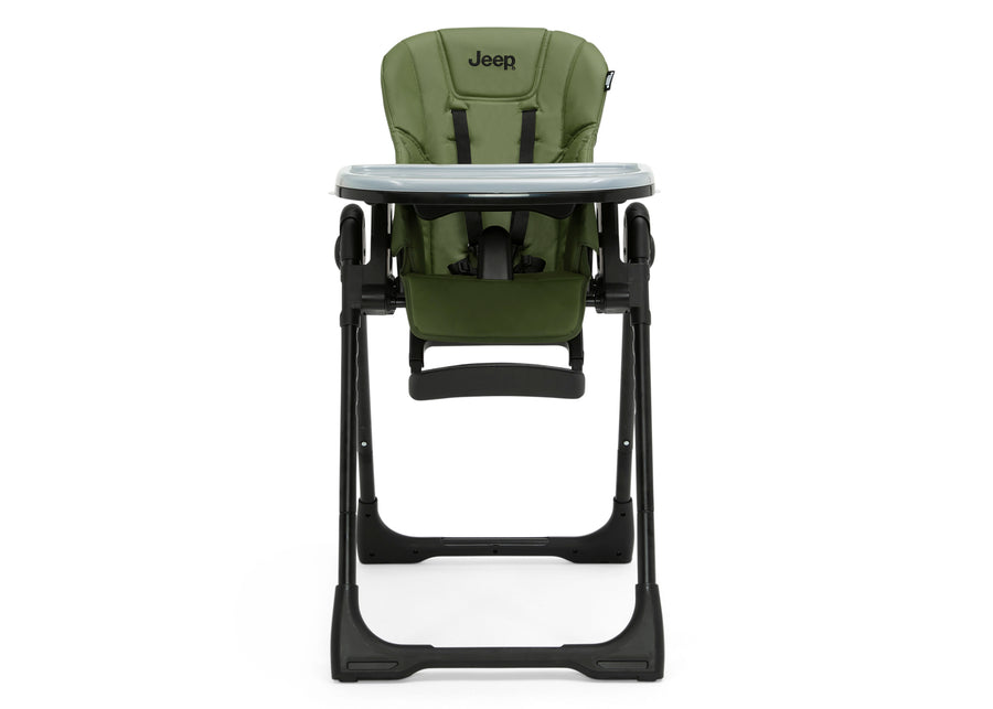 Black with Olive Green (2182) 11-Jeep Classic Black Convertible 2-in-1 High Chair for Babies and Toddlers with Adjustable Height, Recline & Footrest