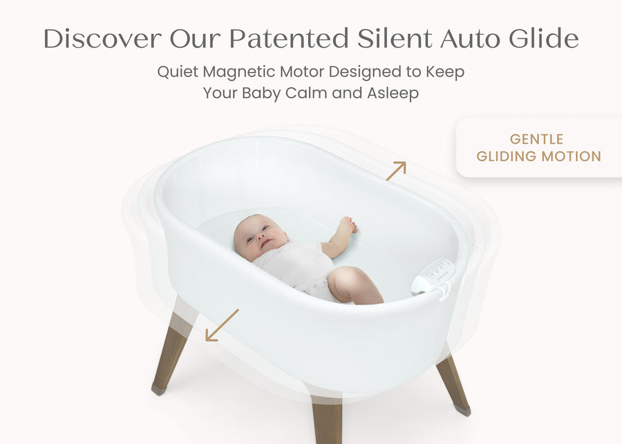 White (100) 6-Aero Smart Auto Glide Bassinet with Cry Detection & Bluetooth Wireless Technology