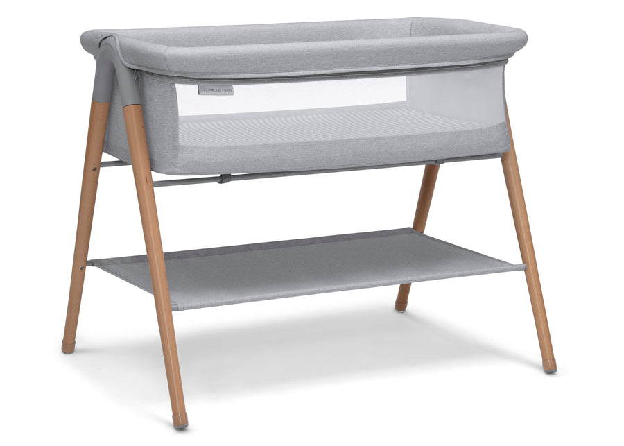Grey Stripe (2395) 2-Haven by the Bed Bassinet with Natural Beechwood Legs
