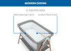 Dove Grey (2376) 4-Koi by the Bed Bassinet with Natural Beechwood Legs