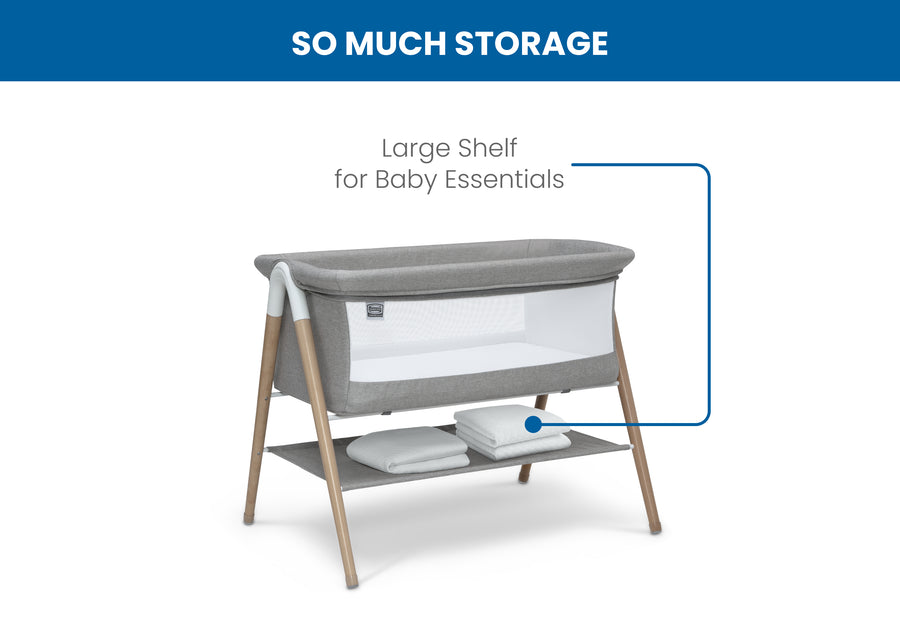 Dove Grey (2376) 5-Koi by the Bed Bassinet with Natural Beechwood Legs