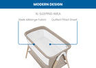 Tan Melange (2470) 17-Koi by the Bed Bassinet with Natural Beechwood Legs