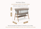 Tan (2470) 8-Bondi Adjustable Height Bedside Beechwood Bassinet