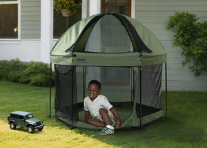 Hexagon Pop Up Play Yard with Removable Canopy Delta Children