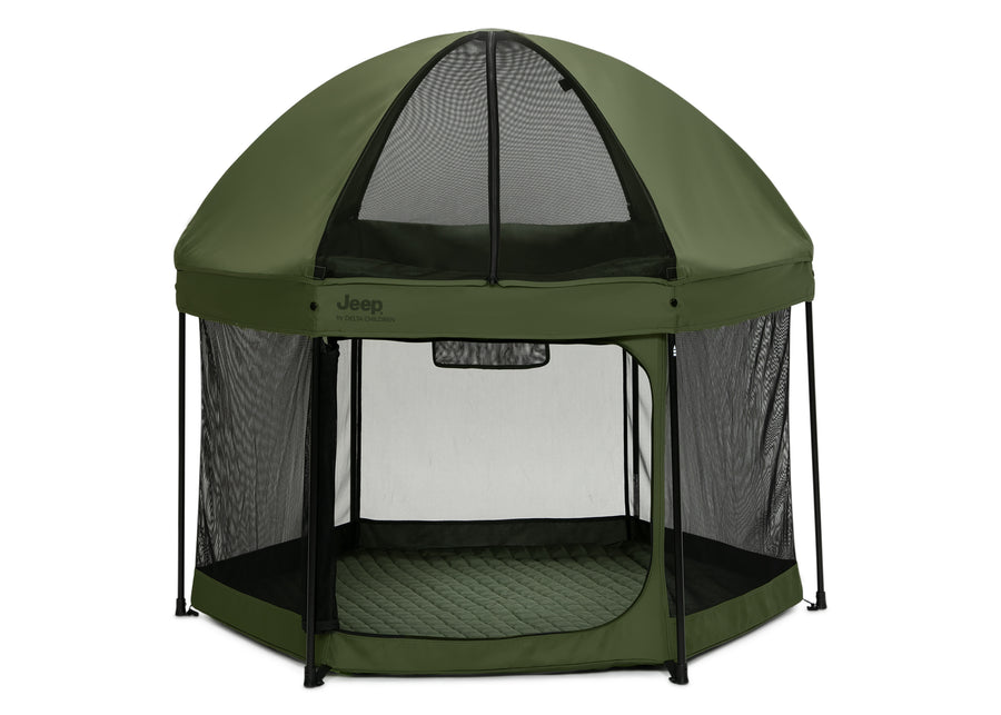 Black with Olive Green (2182) 2-Hexagon Pop Up Play Yard with Removable Canopy