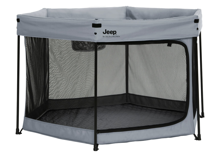 Grey (2459) 10-Hexagon Pop Up Play Yard with Removable Canopy